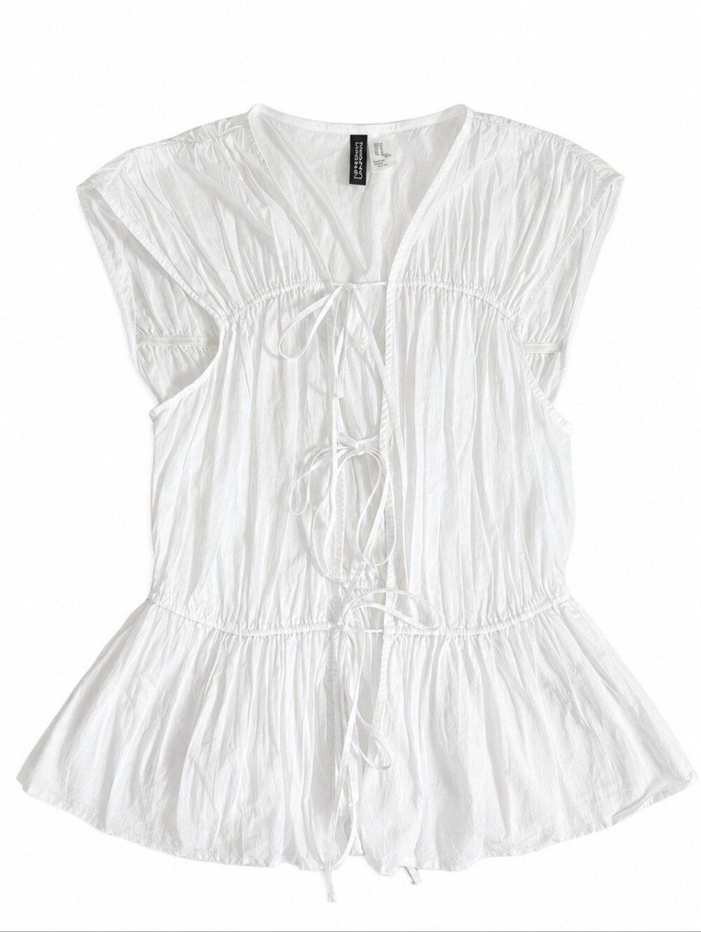 NWOT! Divided tie front white cotton sleeveless shirt classy feminine sz S
